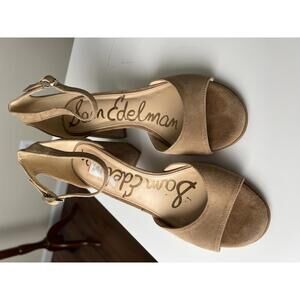 Sam Edelman Tan Suede Ankle Strap Block Heel Sandals Women’s Size 7
